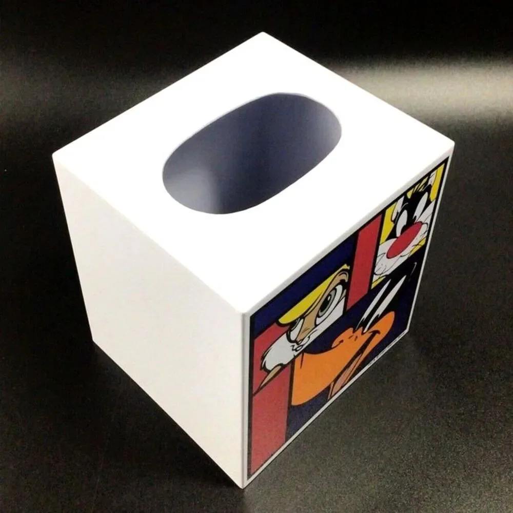 Vintage Looney Tunes Tissue Box Plastic Holder Cover Bugs Taz Retro Cartoon